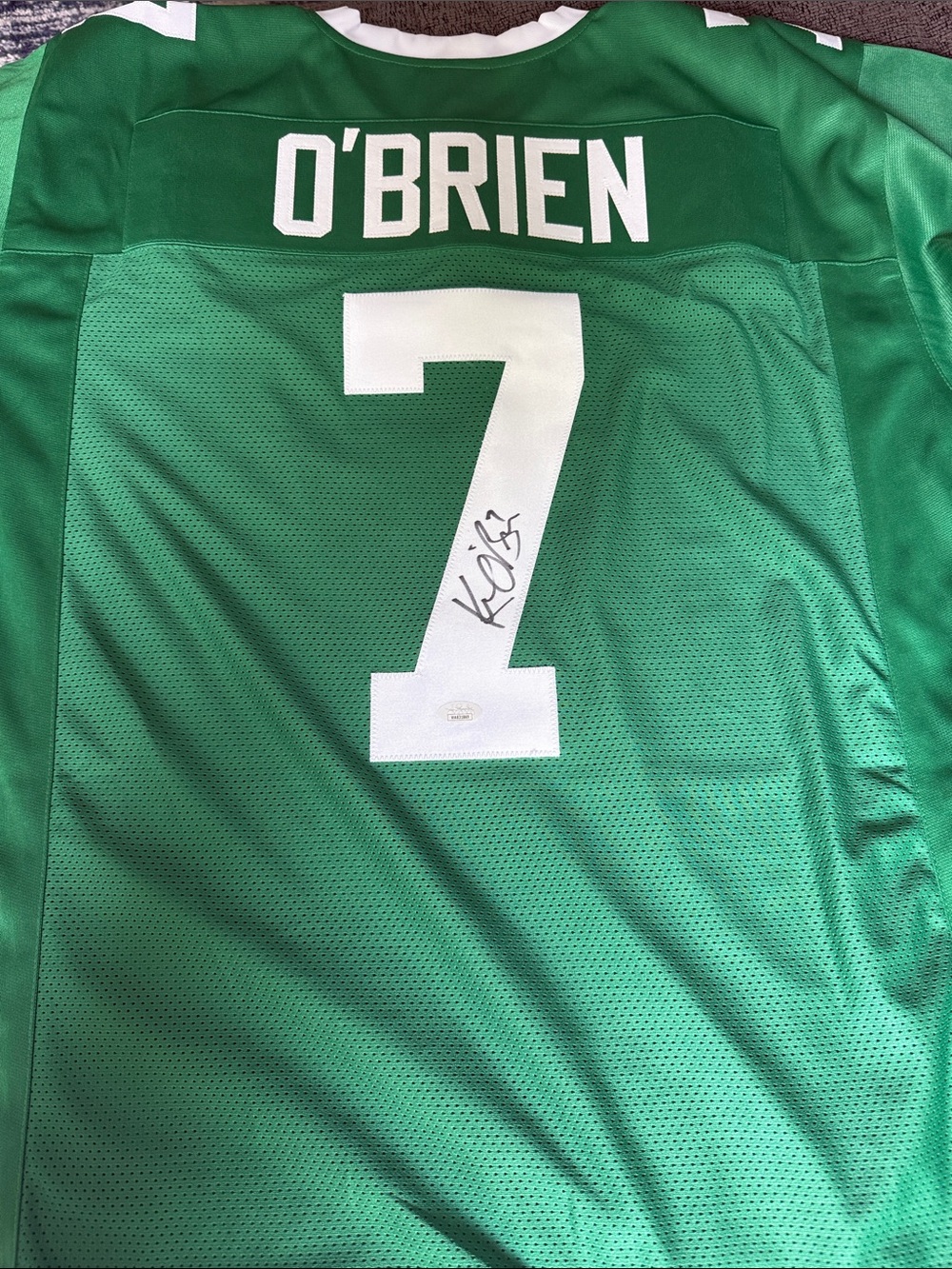 Autographed O'Brien #7 Green Football Jersey